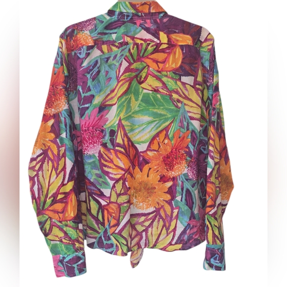 Lauren Ralph Lauren Vibrant Tropical Pribt Top Size XXL - Picture 4 of 11